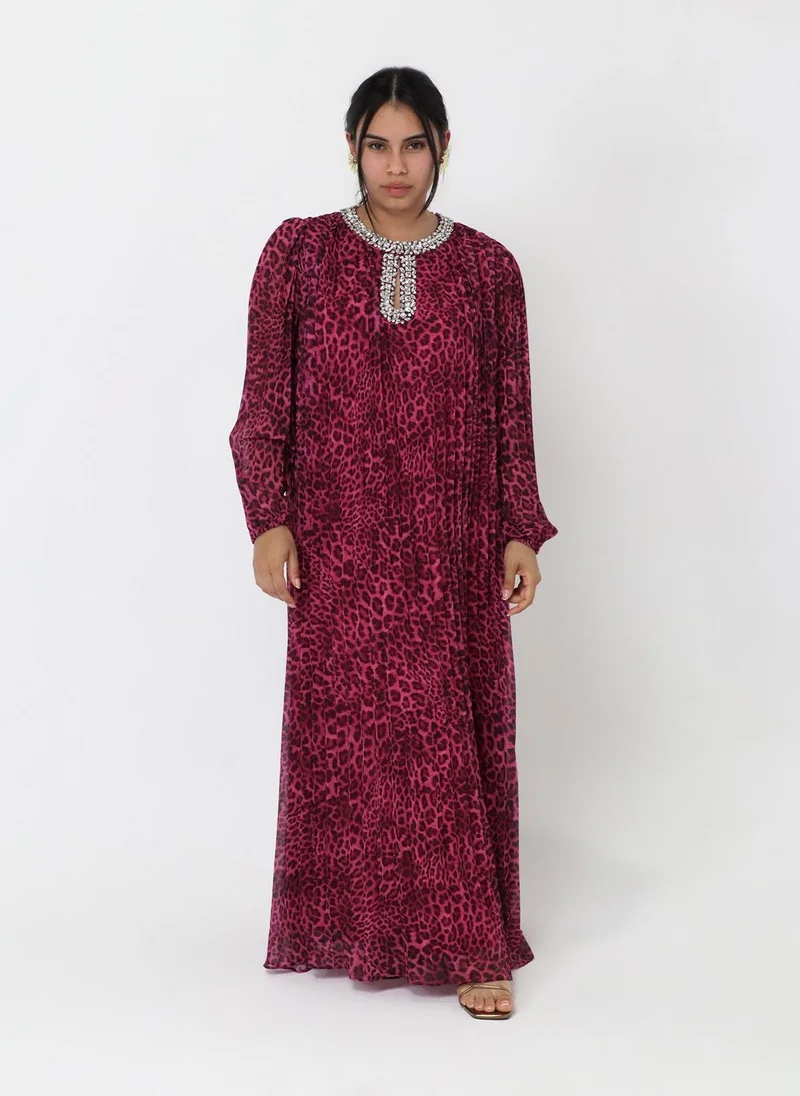 لولا كساديمونت Bougainvillea animal print pleated dress